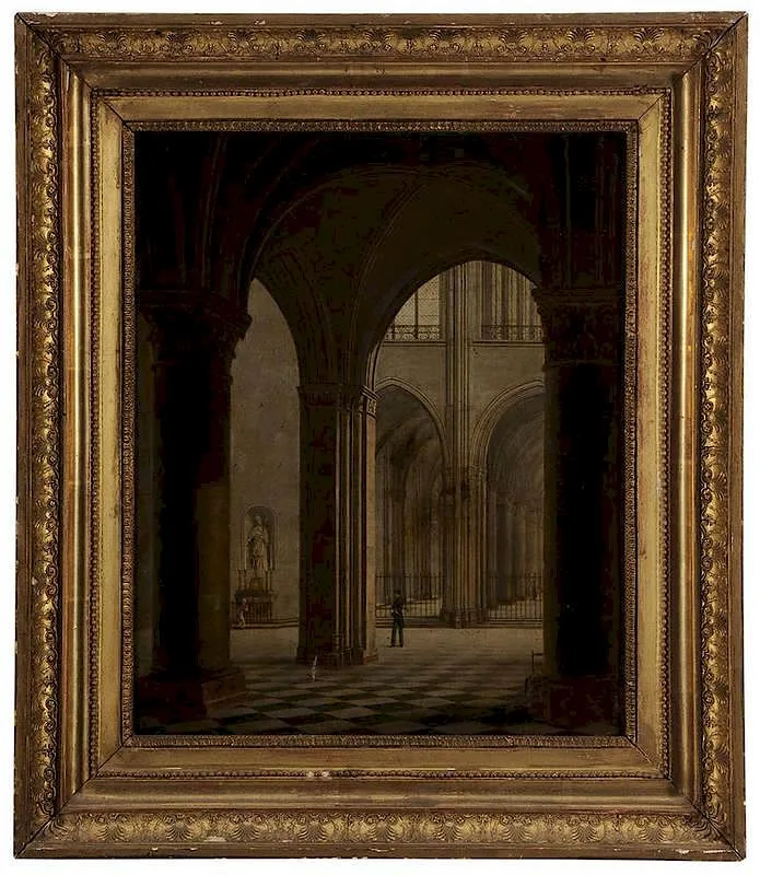 Cathedral Interior by F. B. Fuchs, oil on canvas, sold Nov 2014