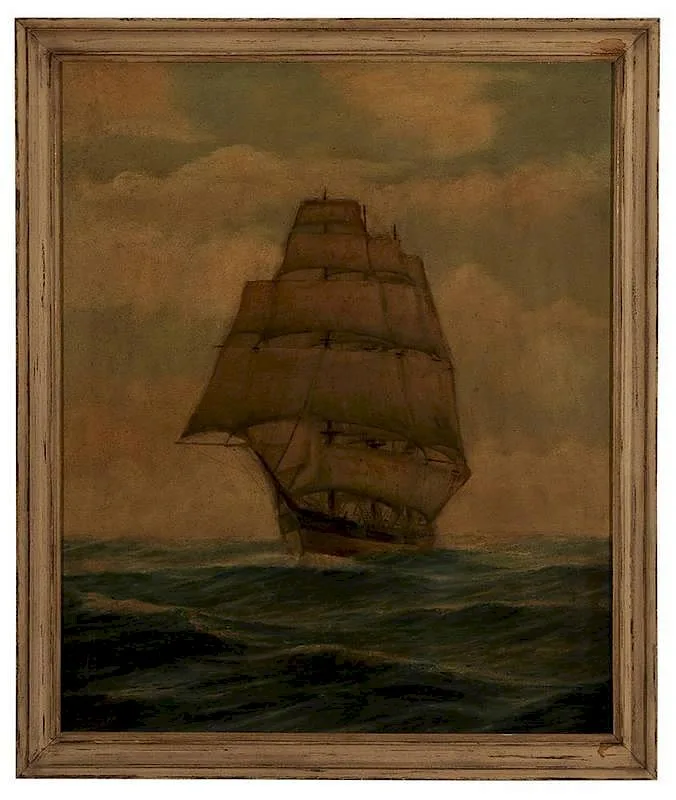 Frank M. Schneider, Ship at Full Sail, oil on canvas