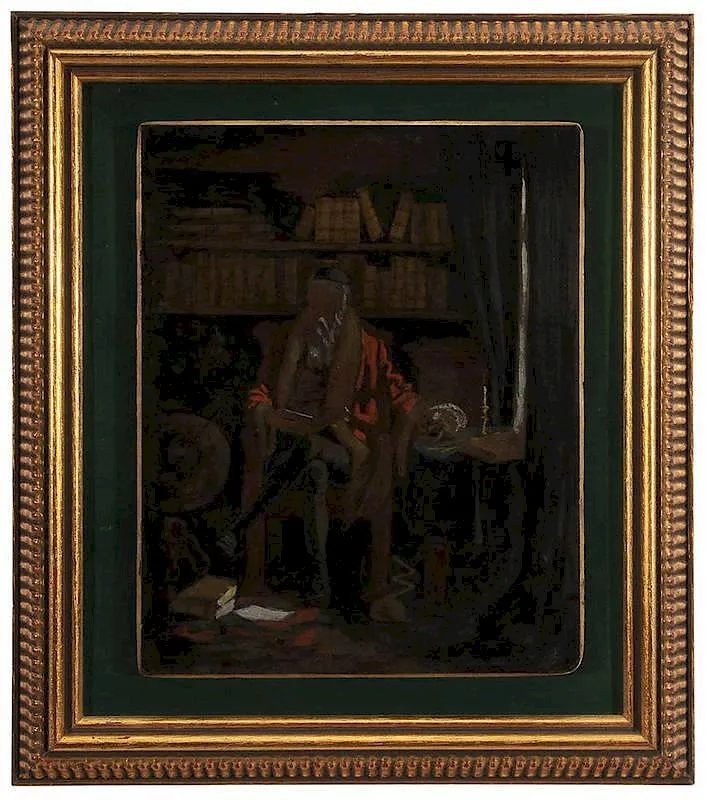 Scholar in a Library by Frederic Remington, 1880, oil on card, offered Nov 2014