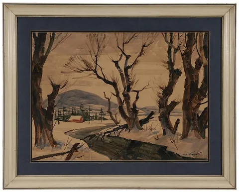 Theodore Kautzky, Winter landscape, watercolor over pencil on paper