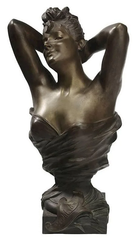 Nicolas Mayer, [Le Matin], an allegorical figural bust for Morning, patinated bronze