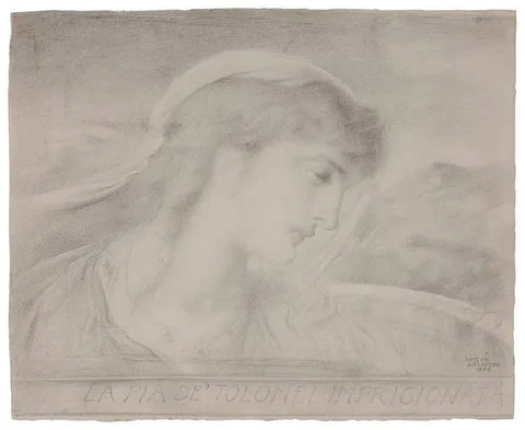 Simeon Solomon, [La Pia De' Tolomei Imprigionata], graphite on paper