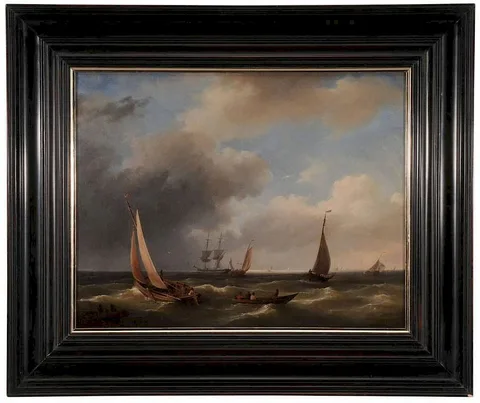 Hermanus Koekkoek, Ship on Stormy Sea, oil on canvas