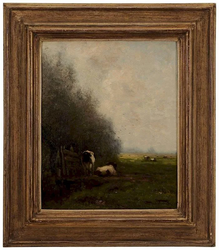 Jan Vrolijk, Cows by a Gate, oil on canvas
