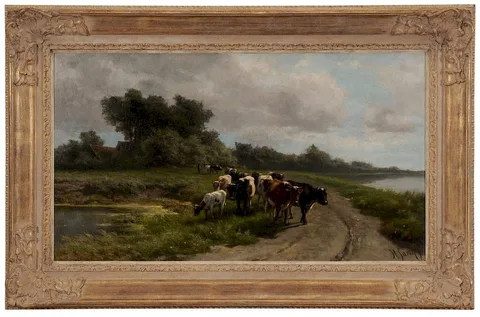 Going to Pasture by Hendrik Savrij, oil on canvas, sold Sep 2014