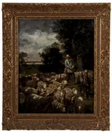 Charles Jacque, Shepherd with Flock of Sheep