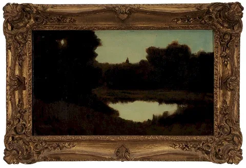 Jean-Jacques Henner, Landscape with Pond, oil on canvas