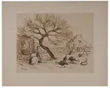Maximilien Luce, [Les Dindons] and inscribed verso card [Coeur de ferme]