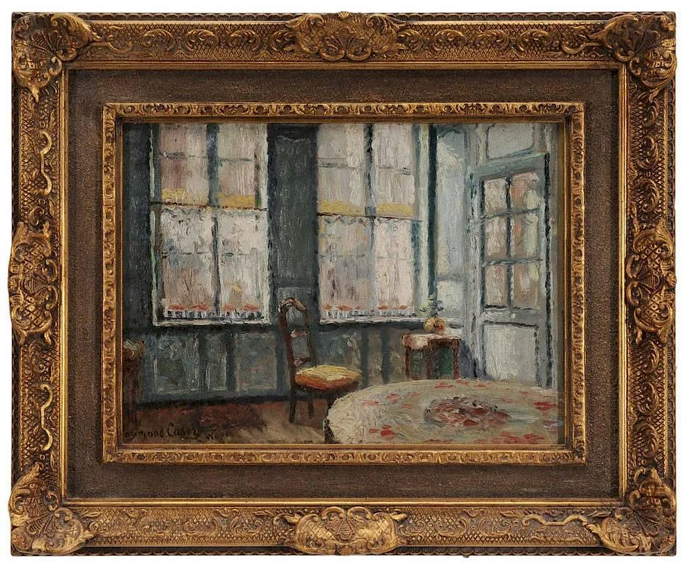 Raymond Casez, Sunlit Interior, oil on fiberboard
