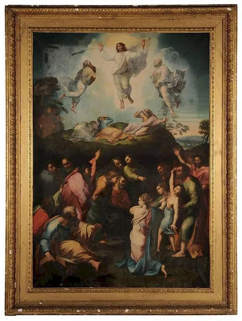 Raphael, The Transfiguration of Christ, oil on canvas with colorman stamp for "A. D'Atri & Son…Roma"