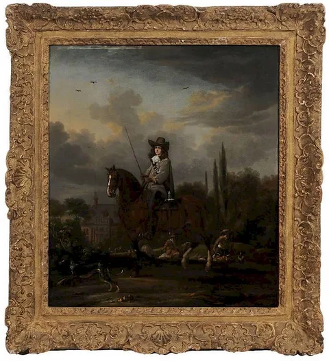 Thomas de Keyser, Sporting Scene with a Nobleman on Horseback, said to be Signeur de Moorseween, oil on canvas