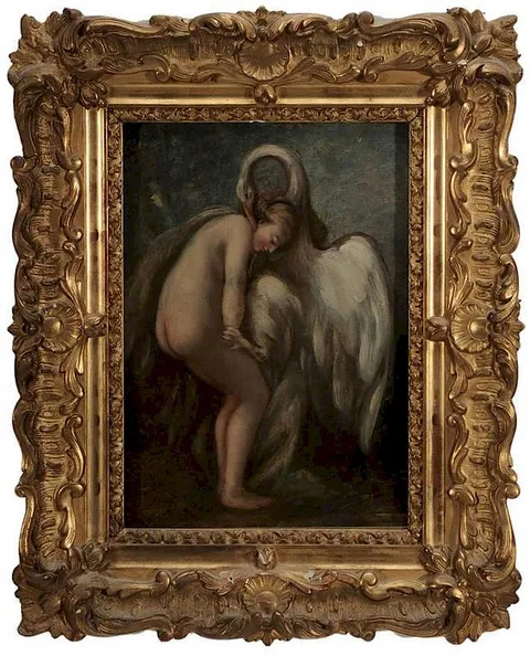 Leda and the Swan, 19th century or earlier by Jean-Honoré Fragonard, oil on panel, sold Sep 2014