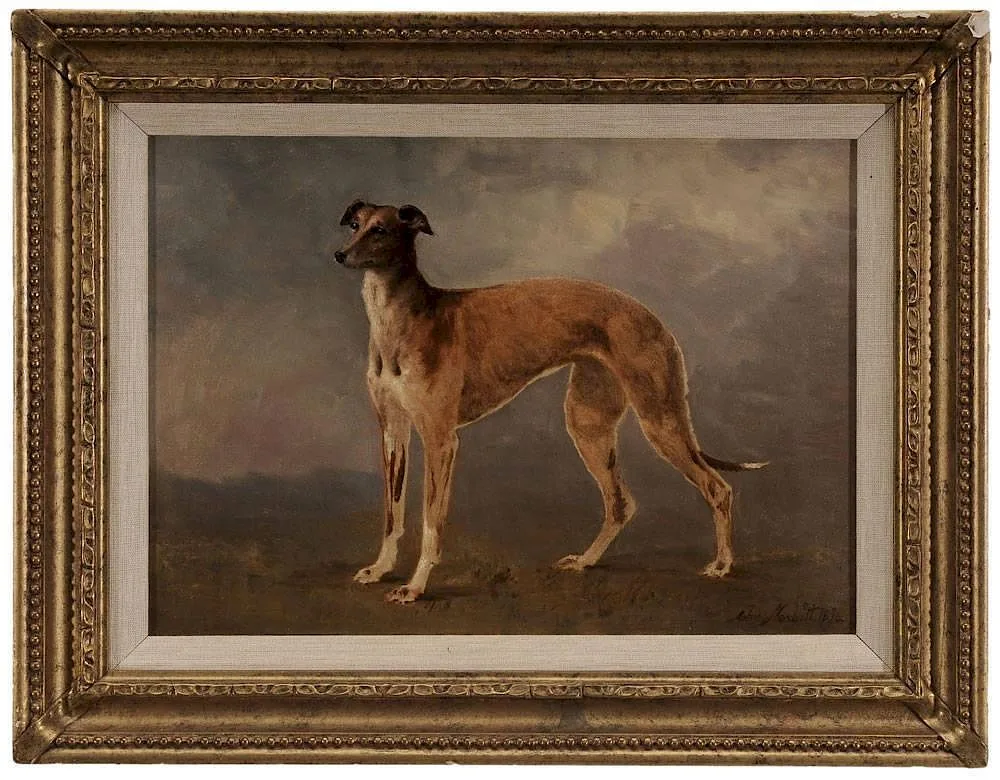 John Nesbitt, Portrait of the Greyhound "Clyde Spray" (label verso), 1890, oil on canvas