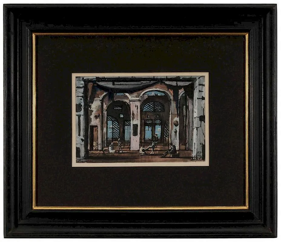 [La Taverne] by Eugene Berman, 1939, gouache and ink on paper, sold Sep 2014