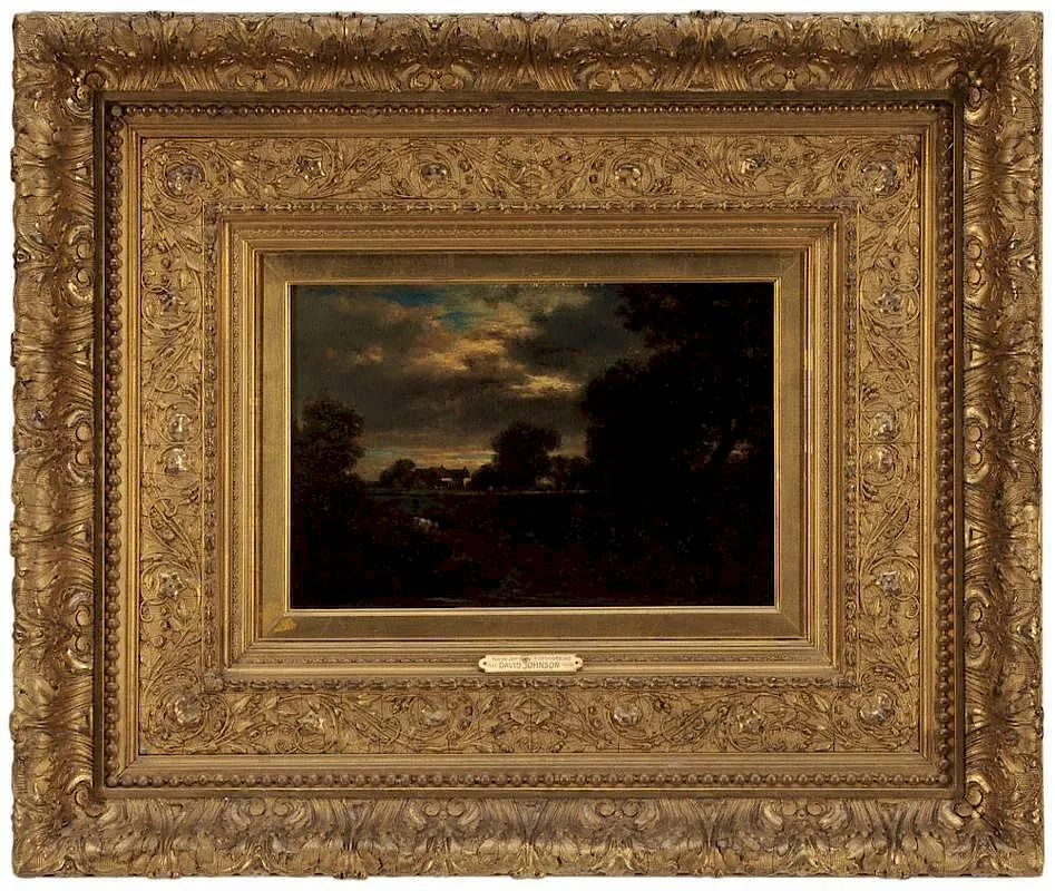 Farmstead, Pompton, New Jersey by David Johnson, oil on canvas laid on panel, sold Sep 2014