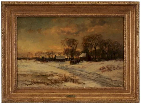 Charles P. Appel, Winter Landscape with Farm, oil on canvas