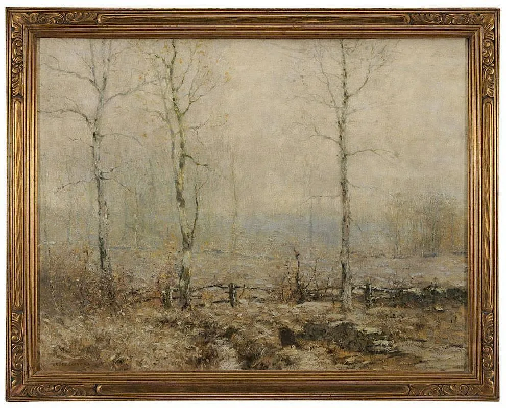 Bruce Crane, Frosted Fields, oil on canvas