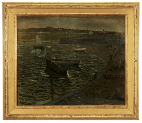 Ernest Lawson, Sailboats in a Harbor, bearing signature lower left "E. Lawson/95" for Ernest Lawson (New York, oil on canvas