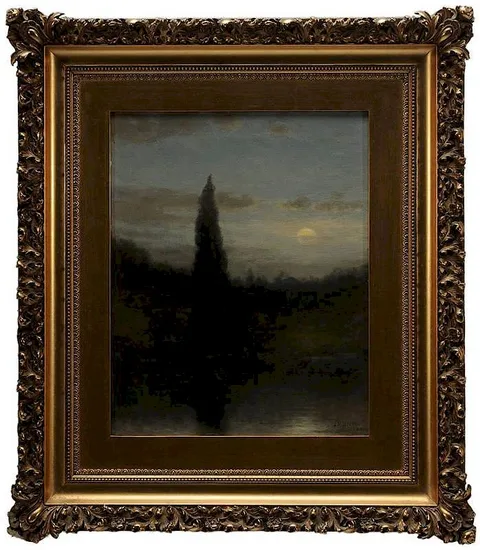 Moonlit Pond by James Renwick Brevoort, oil on canvas, offered Jul 2014