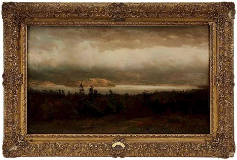 Sun Breaking over a Lake by Homer Dodge Martin, oil on canvas, offered Jul 2014