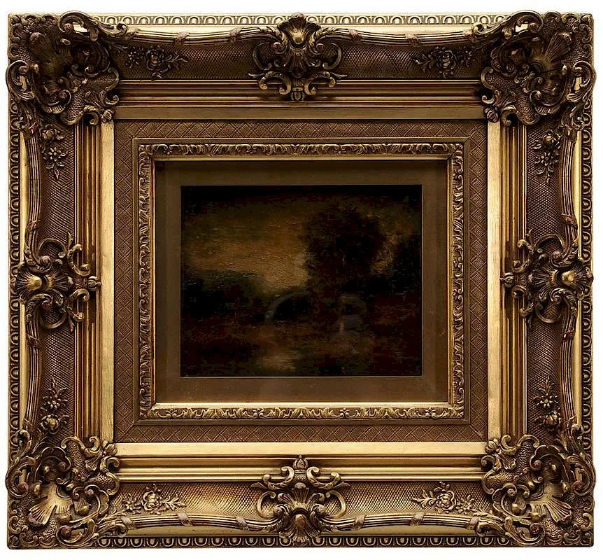 Sunset Landscape by Hudson Mindell Kitchell, oil on panel, offered Jul 2014