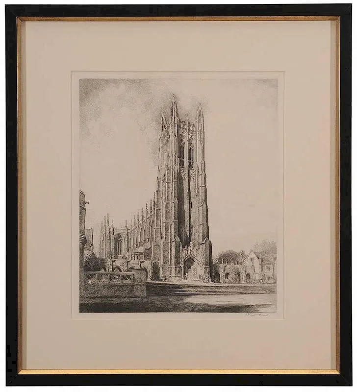 Duke Chapel by Louis Orr, etching on paper, offered Jul 2014