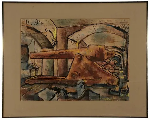 William Melton Halsey, Cannons, Fort Sumter, casein and ink on paper