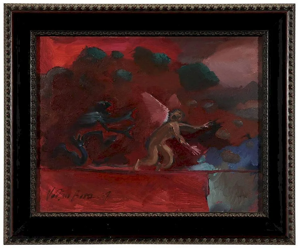 Angel Chased by Vadim Bora, oil on artist board, offered Jul 2014