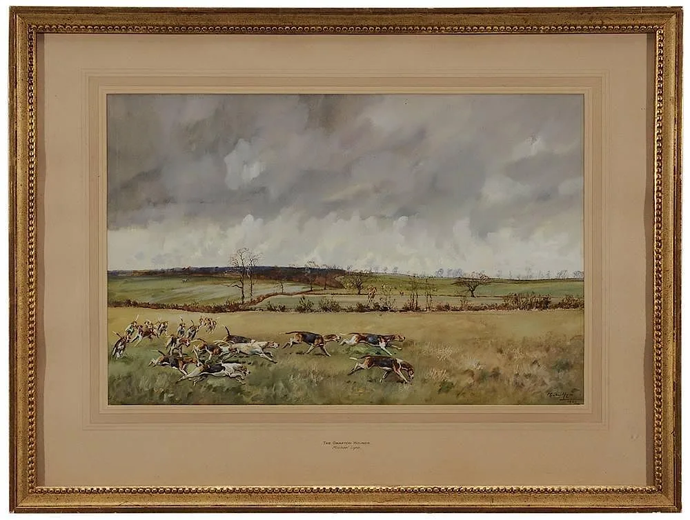 The Grafton hounds by Michael Lyne, gouache on paper, offered Jul 2014