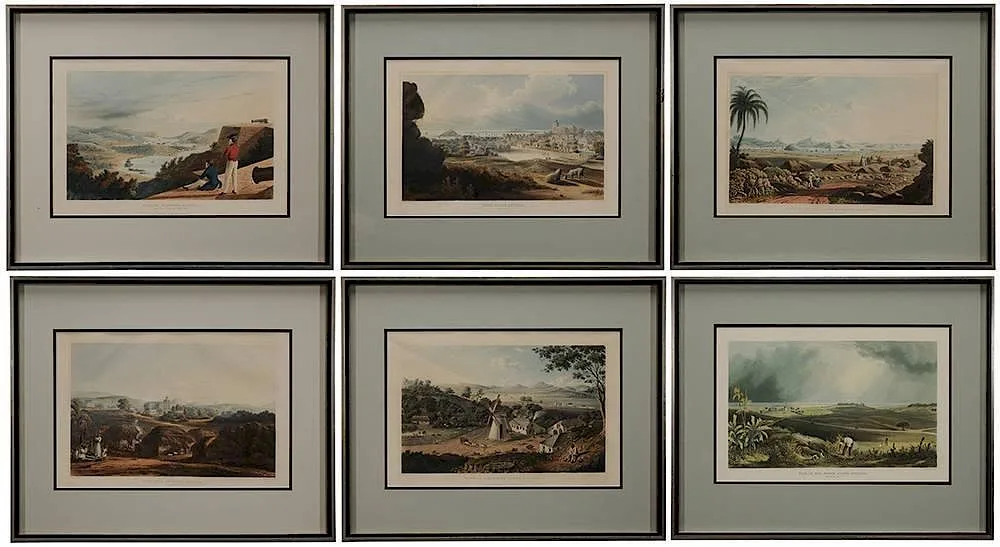 Antigua by J. Johnson, color aquatints with hand coloring on paper, offered Jul 2014