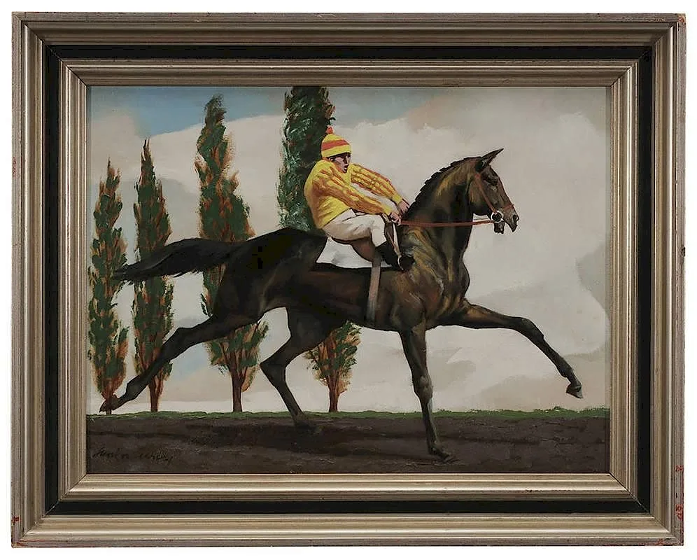 The Curragh-Morning Workout by Frank N. Ashley, acrylic on masonite, offered Jul 2014