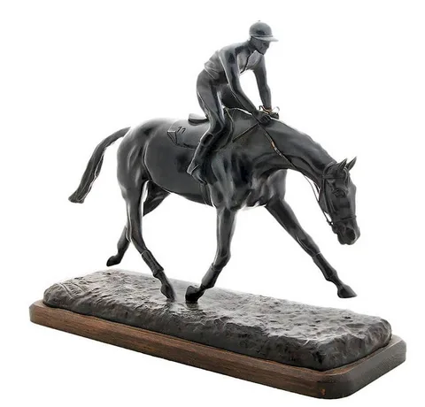 [Après la ligne d'arrivée] by Roger de Minvielle, patinated bronze on wood base, offered Jul 2014