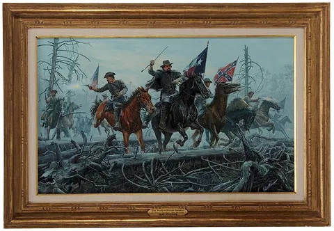 The Fight At Fallen Timbers, Col. Forrest and Capt. Morgan, Shiloh, April 8 by Mort Künstler, 1862, oil on canvas, offered Jul 2014