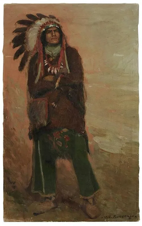 Walter G. Ratterman, An Indian Chief, oil on canvas