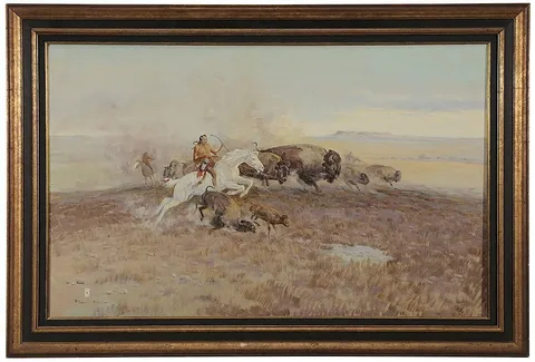 Ace Powell, The Buffalo Hunt, oil on canvas