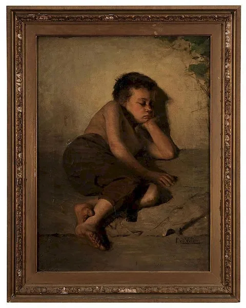 Petrus Van der Velden, Sleeping Street Urchin, oil on canvas