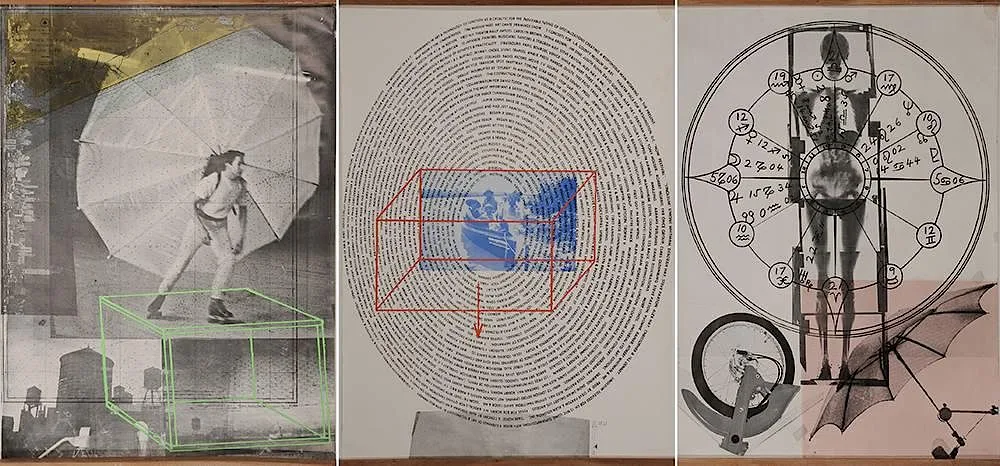 Visual Autobography, triptych by Robert Rauschenberg, 1968, color offset lithograph on paper, offered Jul 2014