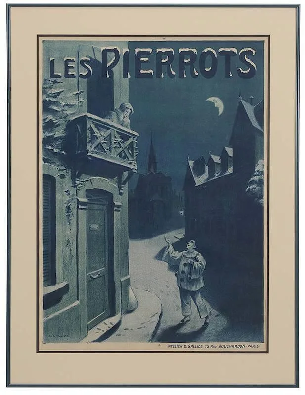 [Les Pierrots] poster by E. Gallice, color lithograph on paper, offered Jul 2014