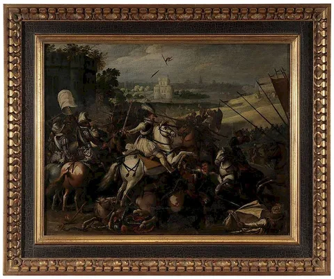 Jacob Bunel, The Battle of Arques, after a 1589 work by Jacob Bunel depicting Henri IV at the Battle of Arques, original held by the [Musee National du Chateau de Pau], Inv. P. 84-14-1., oil on canvas