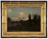 Paul Cornoyer, Landscape sketch, recto, girl in park, verso