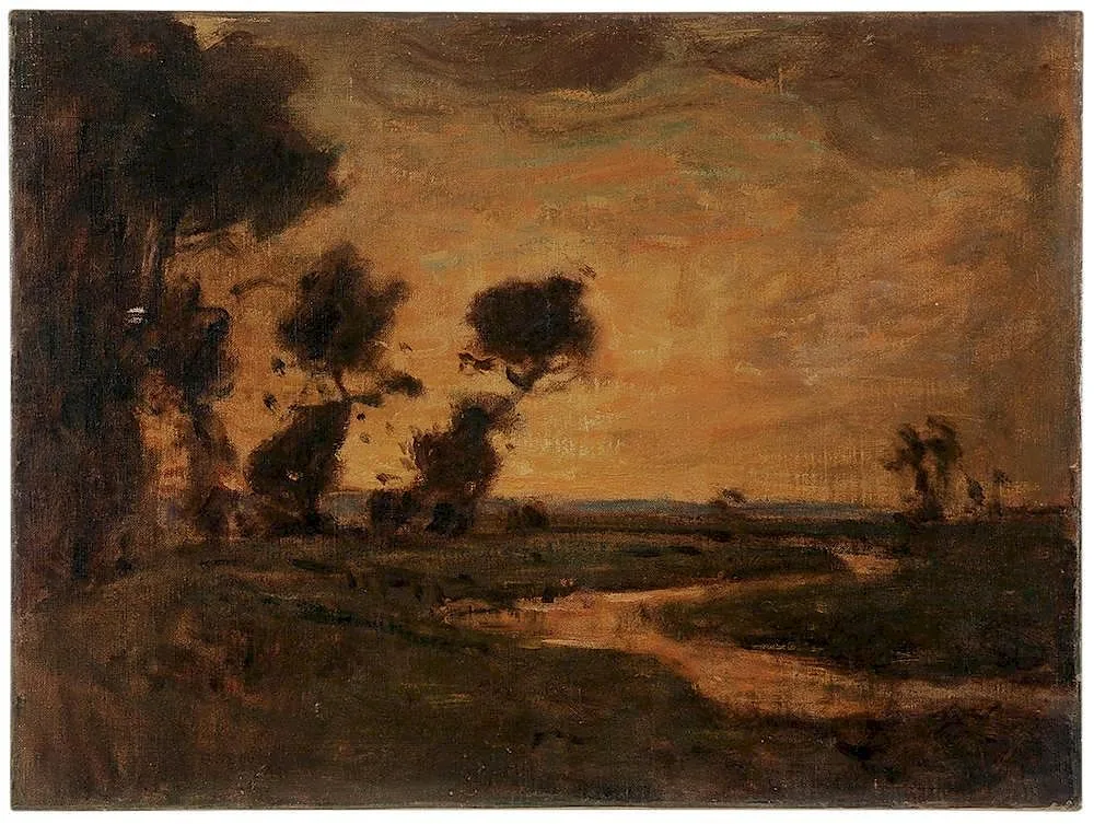 Landscape Study by William S. Robinson, oil on canvas board, offered May 2014