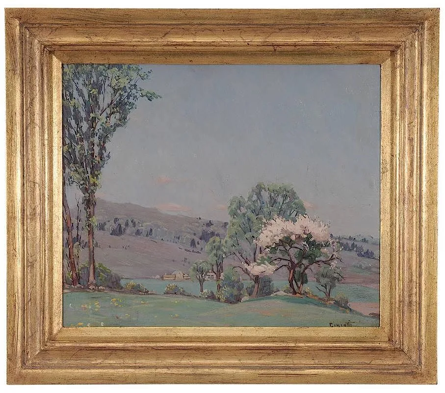 Peach Tree by Gustave Cimiotti, oil on fiber board, offered May 2014