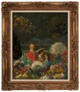 Gustave Cimiotti, Woman with Two Girls in a Garden
