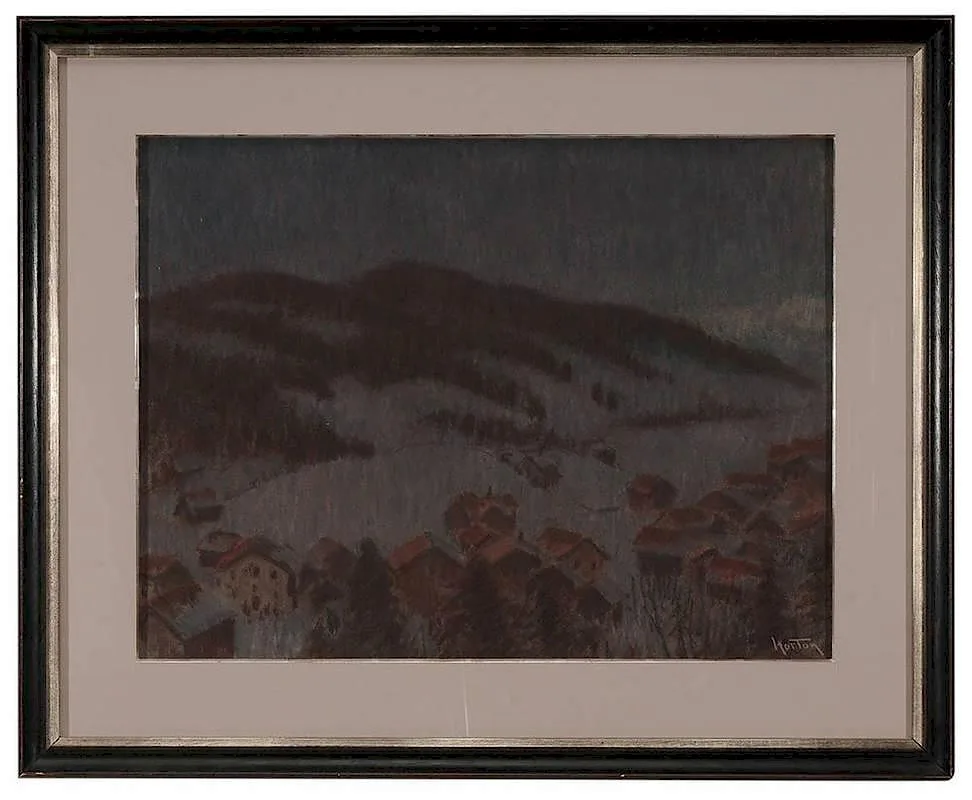 Snowy Winter Evening by William Samuel Horton, pastel on paper, offered May 2014