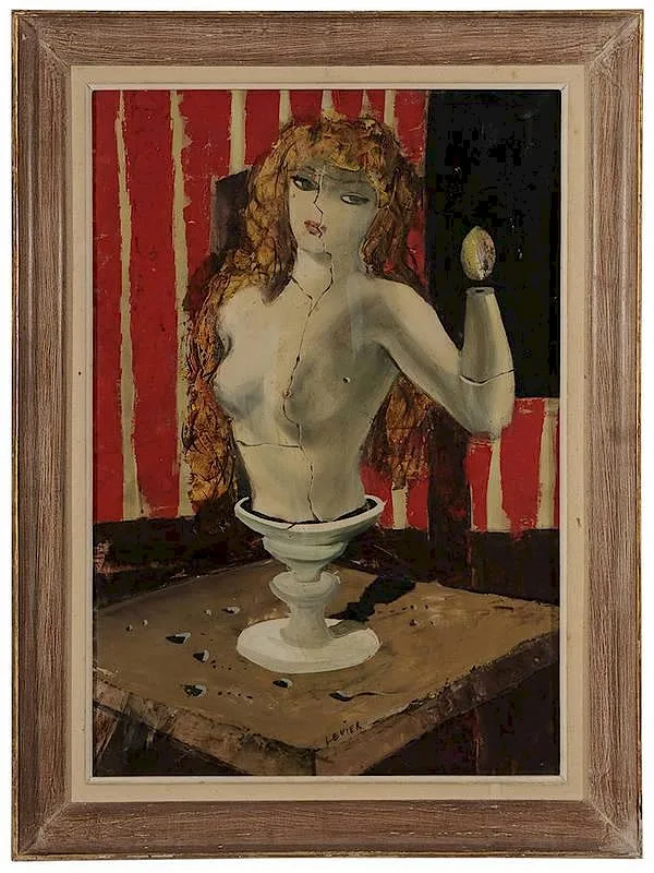 Untitled (Surreal Bust) by Charles Levier, oil on fiberboard, offered May 2014