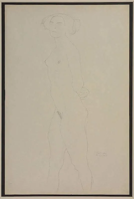 Untitled (Standing Nude) by Gustav Klimt, 1906-1907, pencil on cream paper, offered May 2014