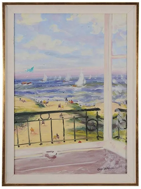 Georges Yoldjoglou, [Le Touquet, Fenetre sur le couche], 1997, oil on canvas