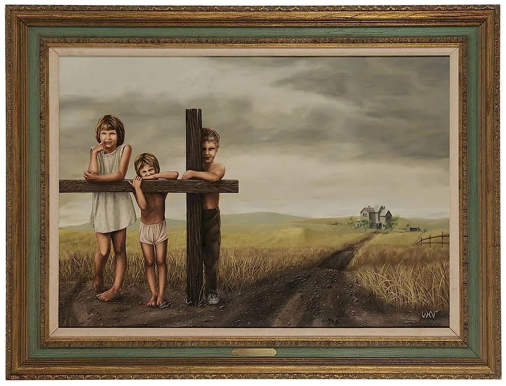 Three Children by Ward H. Nichols, 1966, oil on canvas, offered May 2014