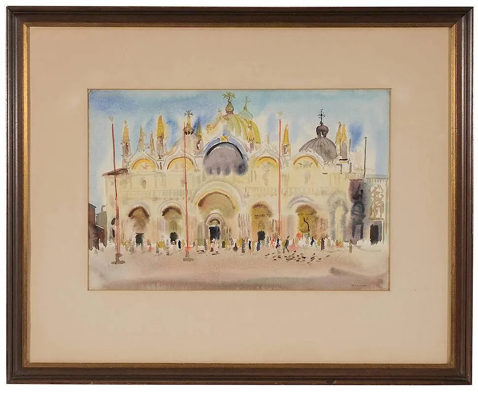 St. Mark's Square, Venice by Philip Anthony Moose, watercolor on paper, offered May 2014