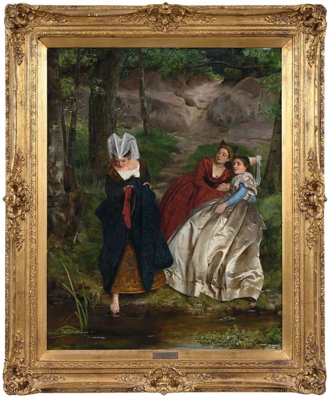 Philip Hermogenes Calderon, At the Stream, 1864, oil on linen